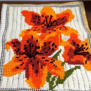 WonderArt Completed Needlepoint Tiger Lilies 11x14 Quickpoint Unframed